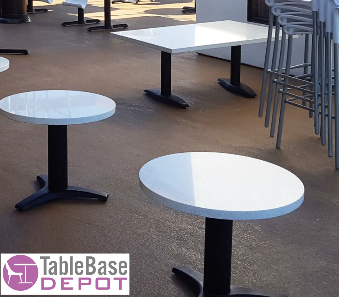 Zirconia White Quartz Restaurant Table Tops In-Outdoor Use Snow White